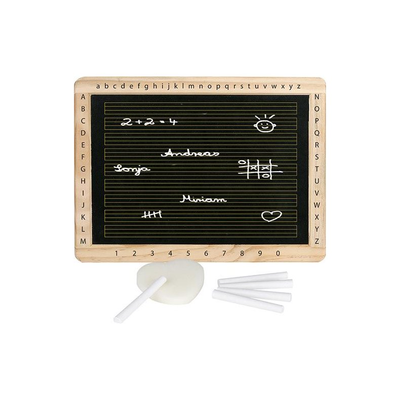Goki ⎸ Tavle i tr� med tal og bogstaver - inkl. kridt og svamp