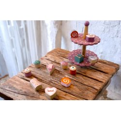 Magni &#9144; Kagefad i tr  med 12 sm kager - Rosa