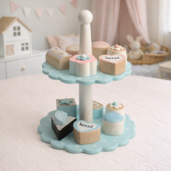 Magni ⎸ Kagefad i tr� med 12 sm� kager - Bl�