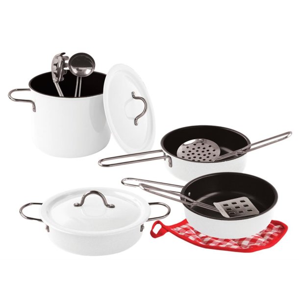 Magni &#9144; Grydest i hvid emalje m 11 dele