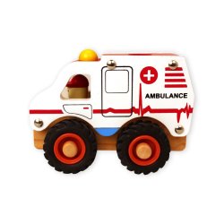 Magni &#9144; Ambulance i tr med gummihjul, FSC 100%
