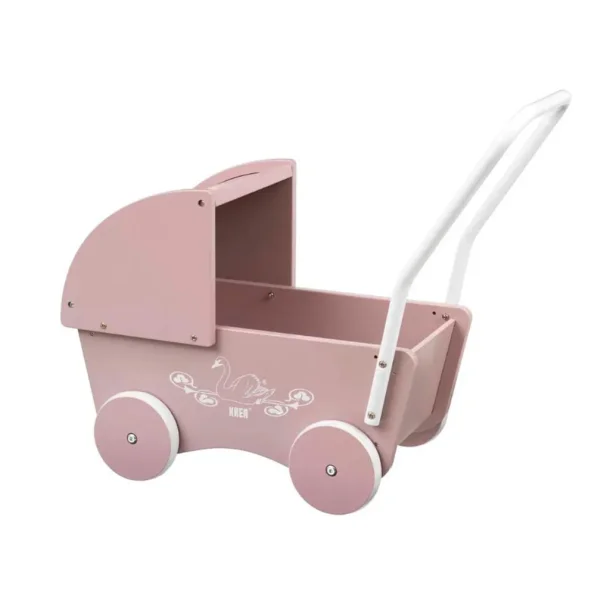 KREA &#9144; Dukkevogn i tr - Rosa (55 cm) 