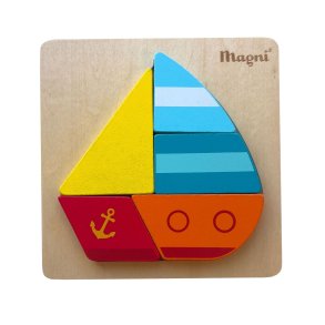 Magni ⎸ Puslespil med b�d i tr� - 5 brikker