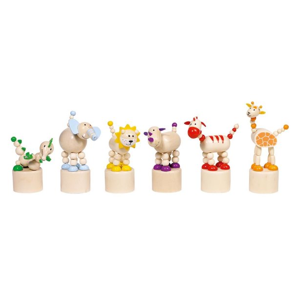 Goki &#9144; Press 'n shake figurer i tr - Afrikanske dyr 