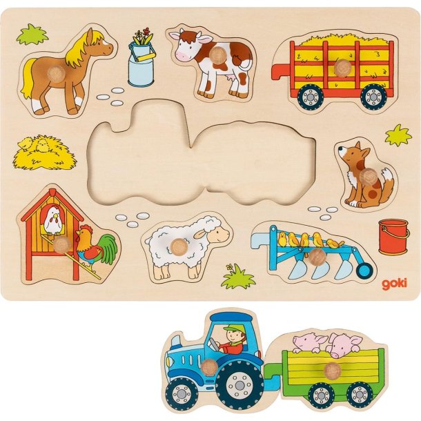 Knoppuslespil, Traktor med vogn, 9 brikker