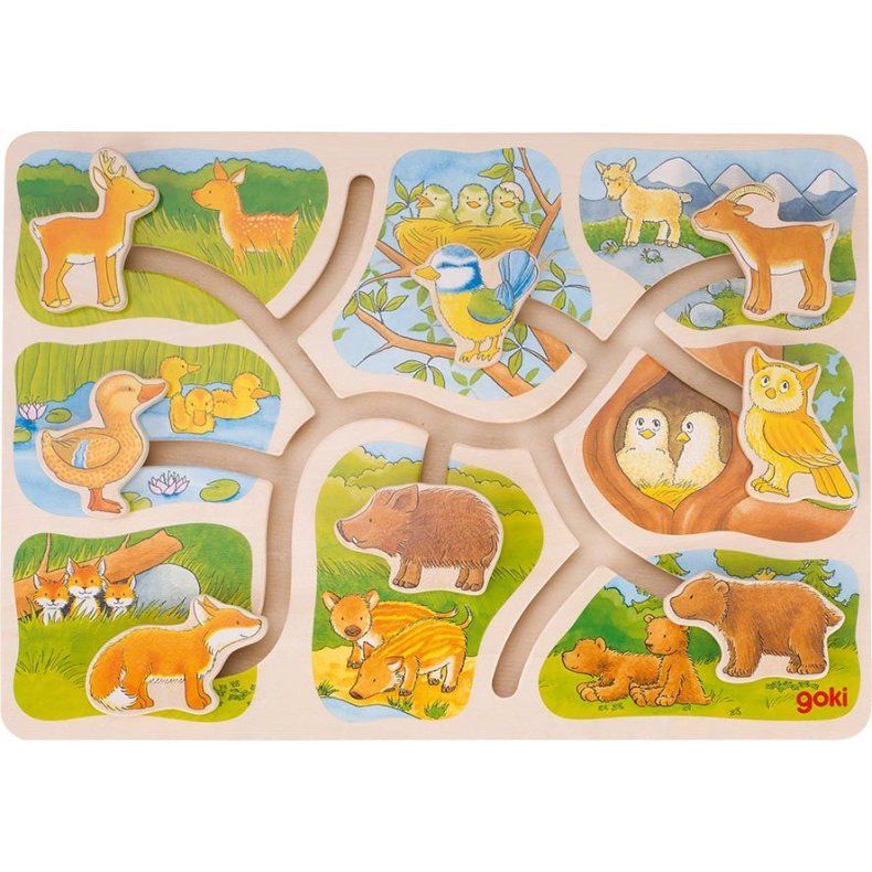 Goki ⎸ Puslespil i tr� - dyrefamilier (Match og find)