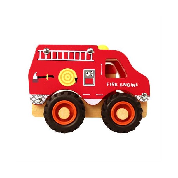 Magni ⎸ Brandbil i tr� med gummihjul, FSC 100%