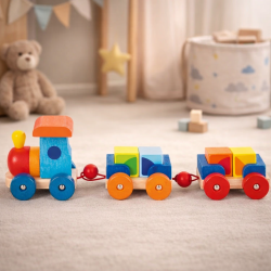 Goki ⎸ Tog i tr� med to vogne og 4 klodser 