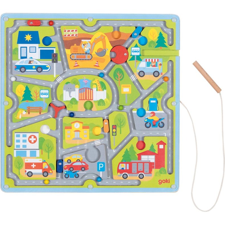 Goki ⎸ Magnetlabyrint i tr�, med By-motiver