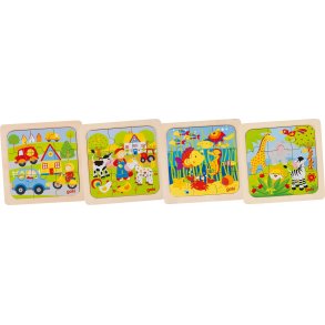 Goki ⎸ Puslespil i tr med 9 brikker - Flere varianter