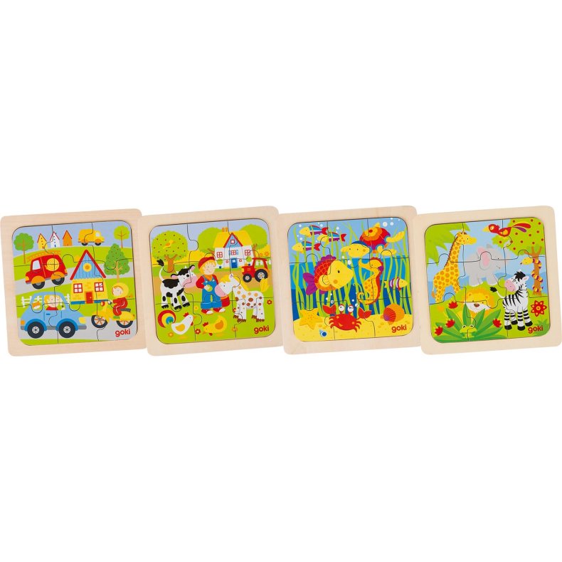 Goki ⎸ Puslespil i tr� med 9 brikker - Flere varianter