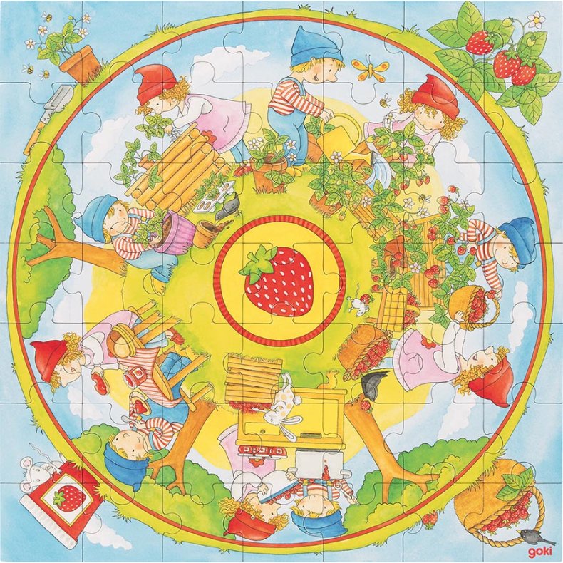 Goki ⎸ Stort puslespil med jordb�rplantning - 49 brikker 
