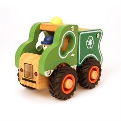 Magni &#9144; Skraldebil i tr med gummihjul, FSC 100%