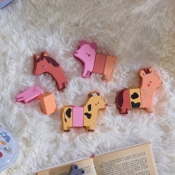 Vilac &#9144; Magnetiske dyr i tr - Bondegrd - 4 stk 