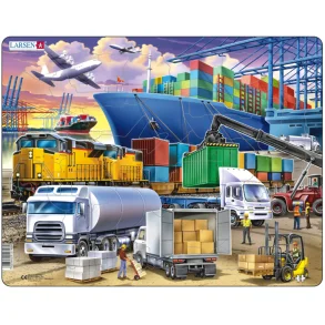 Puslespil til brn, Havn med container - Larsen Puslespil