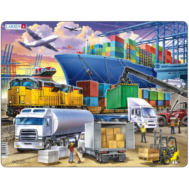 Puslespil til brn, Havn med container - Larsen Puslespil