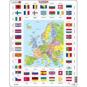 Larsen puslespil 70 br, Europa kort med flag