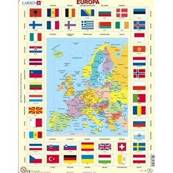 Larsen puslespil 70 br, Europa kort med flag